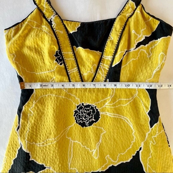 Anthro Moulinette Soeurs Brighter Seasons Mustard Floral 100% Silk Dress -Size 0 - Picture 11 of 11